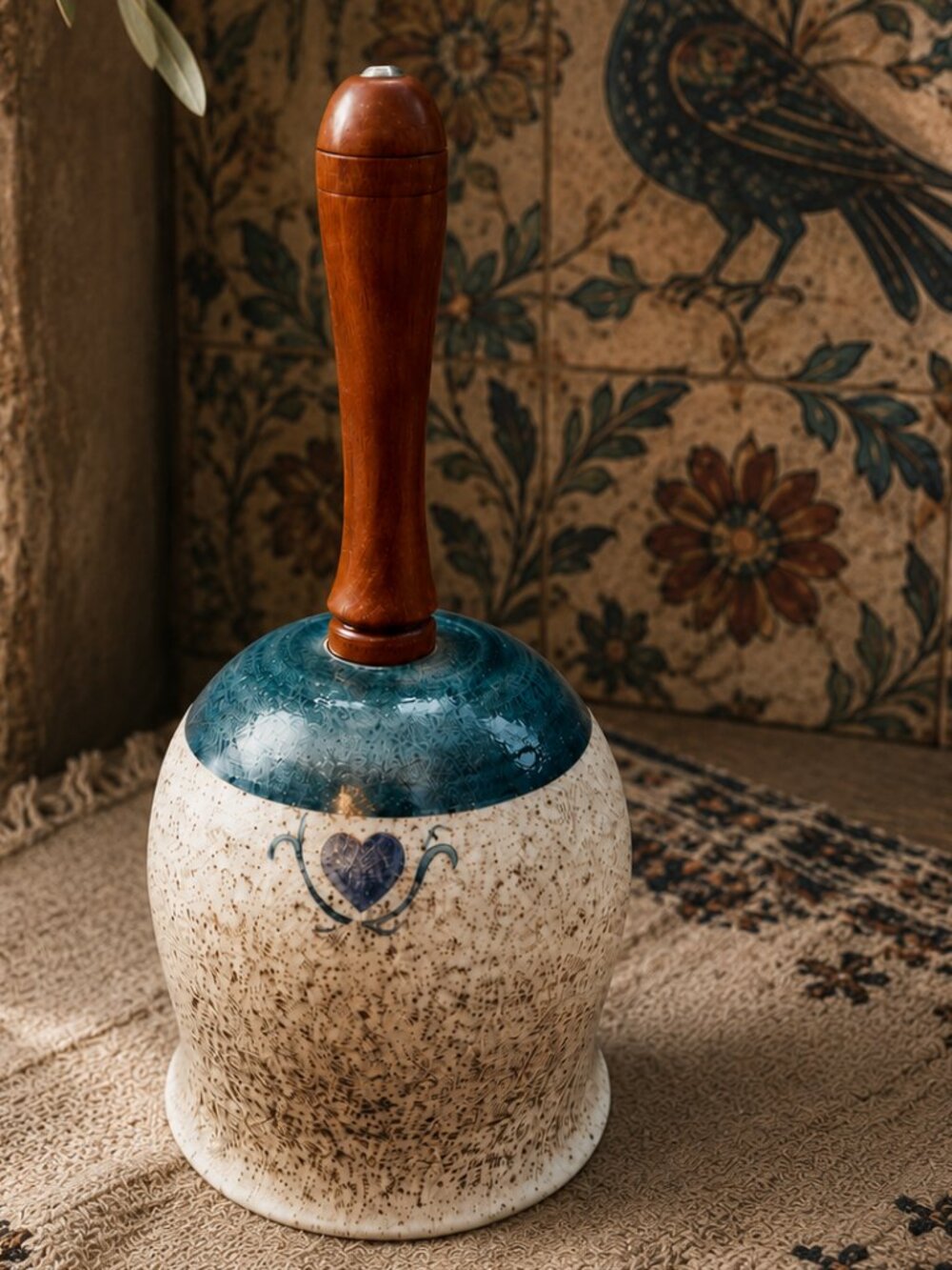 Vintage Artisan Mexican Tonala Sandstone Pottery Hand Bell Collectibles
